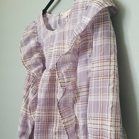 Loft XXL NWT Romantic Cottagecore Pastel Plaid Prairie Flounce Ruffle Blouse Top - Picture 3 of 6